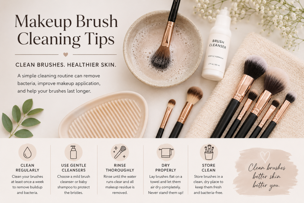 makeup brush cleaning tips beauty hygiene setup